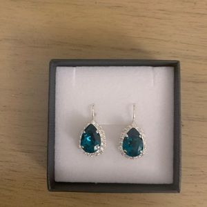 Emerald Drop Halo Earrings - Teardrop